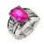 Antique-Rhodium-Plated-with-Fuchsia-Color-Crystal-Vintage-Stretch-Rings-Rhodium