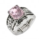 Antique Rhodium Plated with AB Crystal Vintage Stretch Rings