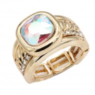 Gold Plated With AB Crystal Stretch Rings