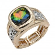 Gold Plated Volcano Crystal Stretch Rings