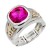 Rhodium-Plated-With-Fuchsia-Crystal-Stretch-Rings-Rhodium