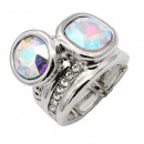 Gold Plated With Clear Crystal Stretch Rings