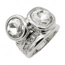 Gold Plated With Clear Crystal Stretch Rings