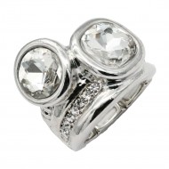 Rhodium Plated With Clear Crystal Stretch Rings