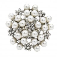 Rhodium Plated Pearl Stretch Rings