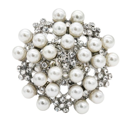 Rhodium Plated Pearl Stretch Rings