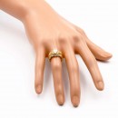 Gold Plated 2pcs Wedding and Engagement Rings with CZ