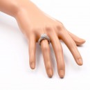 Rhodium Plated 2pcs Wedding and Engagement Rings with CZ