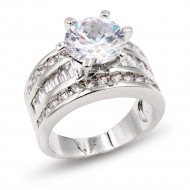 Rhodium Plated Wedding and Engagement Rings with CZ