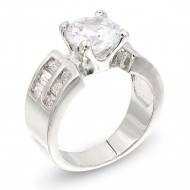 Rhodium Plated Wedding and Engagement Rings with CZ