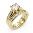 Gold Plated 2-PCS with Cubic Zirconia Rings