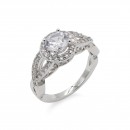 Rhodium Plated with Cubic Zirconia Engagement Rings