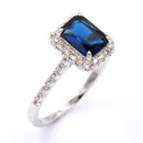 Rhodium Plated With Black Radiant Cut CZ Engagement Rings