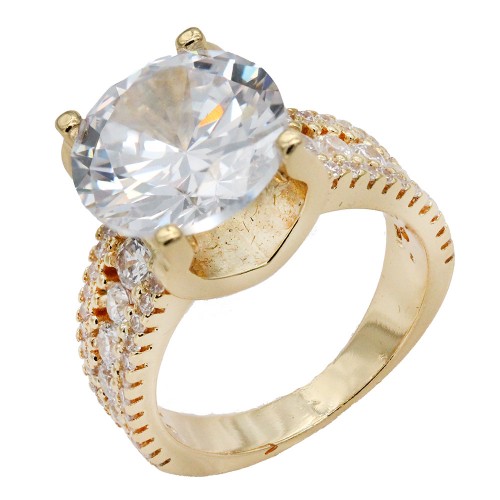 Gold Plated With Clear CZ Engagement Rings.