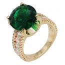 Gold Plated With Green CZ Engagement Rings