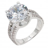 Rhodium Plated With Clear CZ Engagement Rings.
