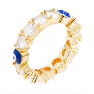 Gold Plated Eternity Evil Eye Ring with 4mm CZ