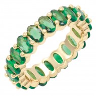 Gold Plated Green CZ Eternity Rings. Size 9