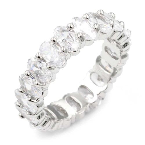 Rhodium Plated Eternity Rings with Clear CZ