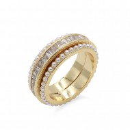 Gold Plated with Cubic Zirconia and Pearl Rings