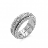 Rhodium Plated with Cubic Zirconia and Pearl Rings