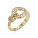 Gold Plated Knot Ring with Pave Cubic Zirconia