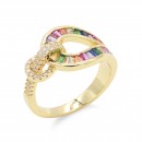 Gold Plated Knot Ring with Pave Cubic Zirconia