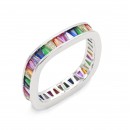 Rhodium Plated Multi Color CZ Ring