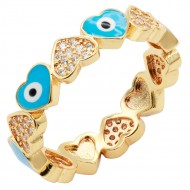 Gold plated Evil Eye Rings. Size 8