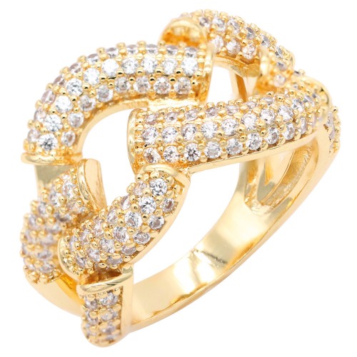 Gold Plated With Clear CZ Sized Rings, Size # 9