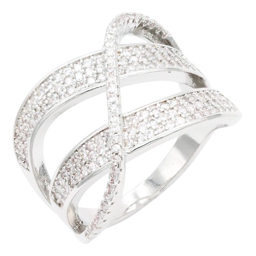 Rhodium Plated With Clear CZ Sized Rings, Size # 9