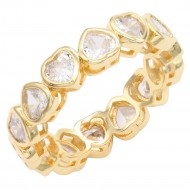Gold Plated With Clear color Heart Rings. Size 9