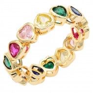 Gold Plated With Multi color Heart Rings. Size 9