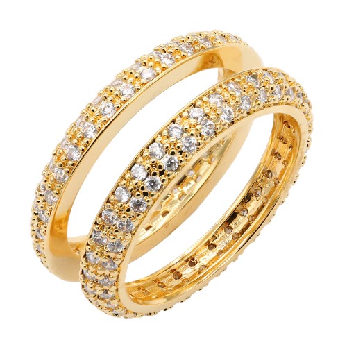 Gold Plated WIth CZ 2 Pcs Ring Set. Size 9