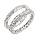 Rhodium Palted WIth CZ 2 Pcs Ring Set. Size 9
