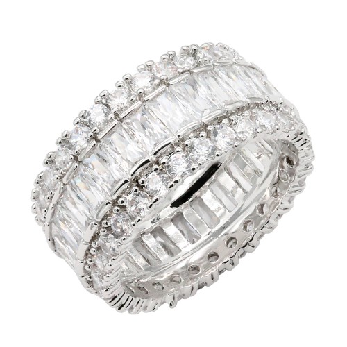 Rhodium Plated WIth CZ Statement Rings. Size 9