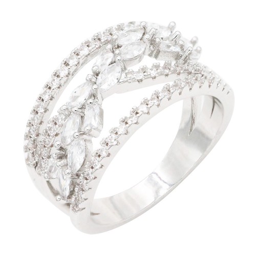 Rhodium Plated With Clear CZ Sized Rings, Size # 9