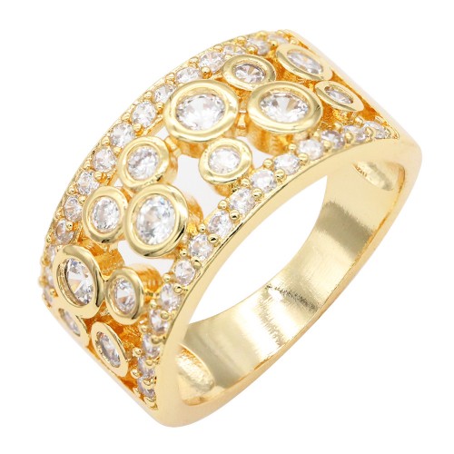 Gold Plated With Clear CZ Sized Rings, Size # 9