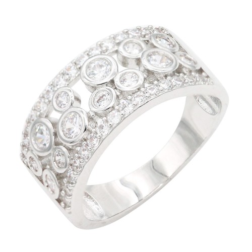 Rhodium Plated With Clear CZ Sized Rings, Size # 9