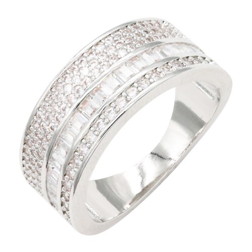 Rhodium Plated With Clear CZ Sized Rings, Size # 9