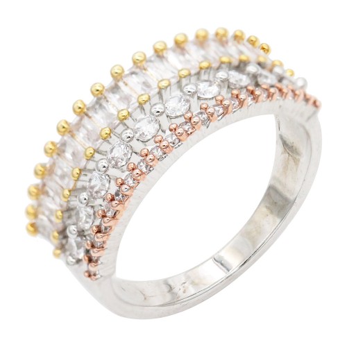 3-Tone Plated With CZ Size Rings,Size # 9