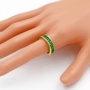 Gold Plated With Emerald Green Cubic Zirconia Wedding Eternal Statement Rings