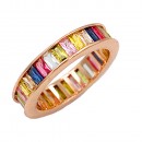 Rose Gold Plated With Multi Color CZ Cubic Zirconia Eternity Band Sized Rings