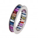Rhodium Plated with Multi-Color Cubic Zirconia Wedding Eternal Statement Rings