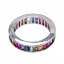 Rhodium Plated with Multi-Color Cubic Zirconia Wedding Eternal Statement Rings