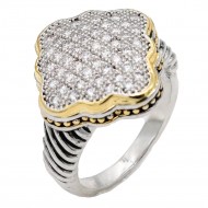 2-Tones with Cubic Zirconia Rings, Size 9