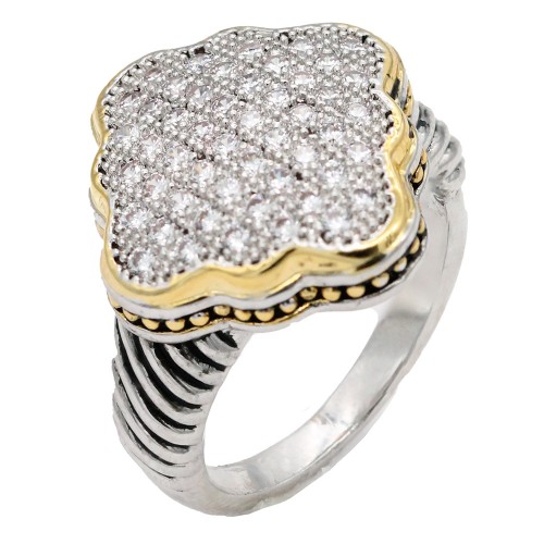 2-Tones with Cubic Zirconia Rings, Size 9