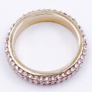 Gold Plated with Round Cut 3 Rows Crystal Paved Eternity Ring