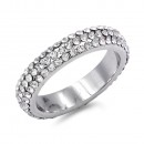 Rhodium Plated with 3-Rows Crystal Eternity Band Ring