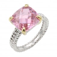 Two-Tone Plated  Pink CZ Rings. Size 9
